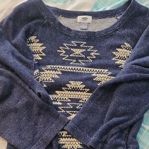 Old Navy Navy and Cream Patterned Sweater